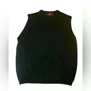 Toscano Men's 100% Merino Wool Black Sweater Preppy Vest Men’s Size L Cozy Comfy